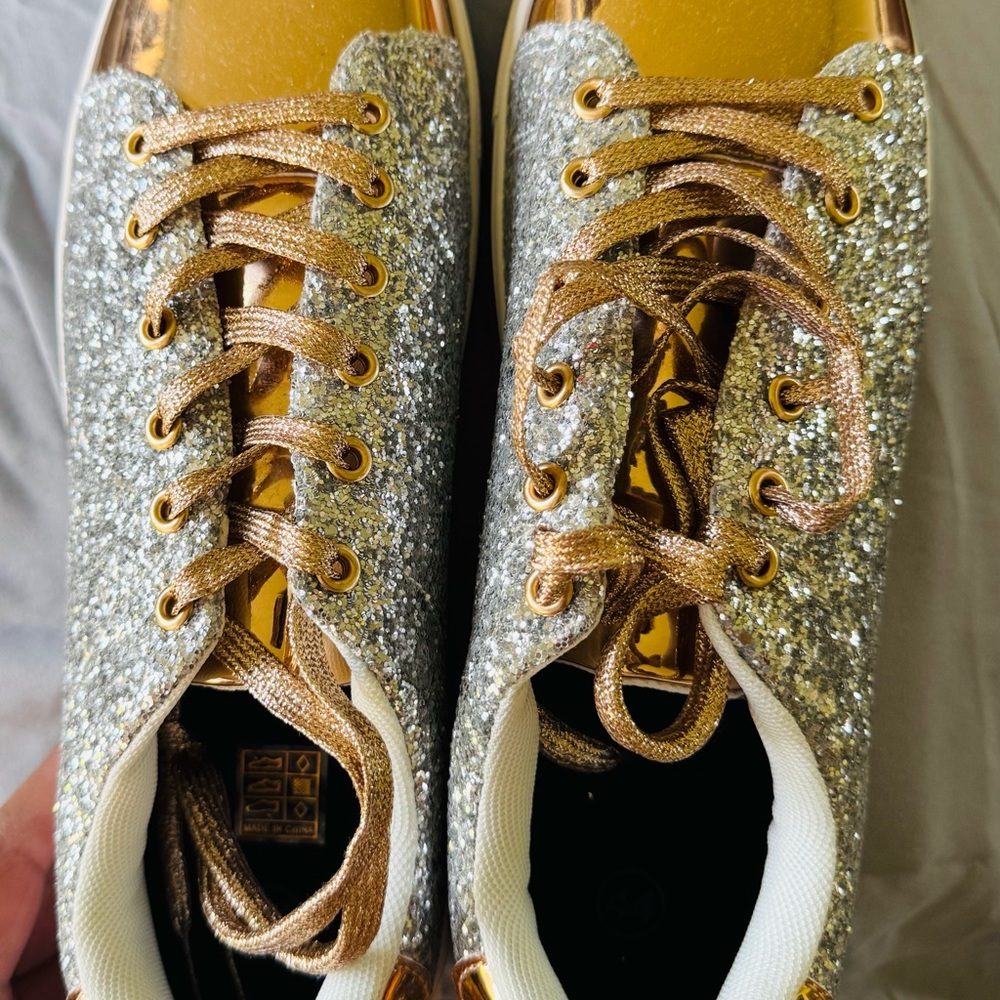 Gold and Silver Glitter Sneakers